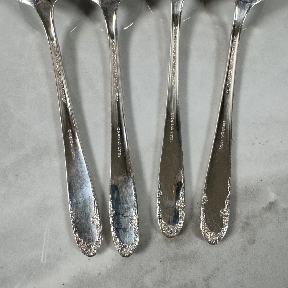 Set of 4 Oneida Simeon L & George H Rogers‎ Silver Plated Teaspoons Lot 1